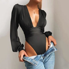 Puff Sleeve Bodycon Jumpsuit