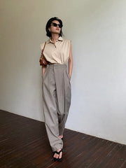 New Straight Loose Wide Leg Mop Trousers
