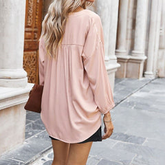 Long Sleeve Simple V-Neck T-Shirt