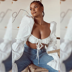 Fashion Flared Sleeve Neckline T-shirt