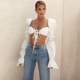 Fashion Flared Sleeve Neckline T-shirt