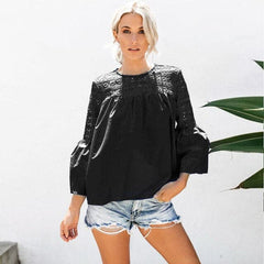 Lace Flare Sleeve T-shirt
