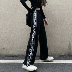 Tie-dyed High-waist Casual Pants for Female Students Loose Fried Street Slim Straight Wide-leg Tide Sports