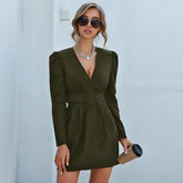 Dress Spring Autumn Playsuit Dress Playsuit Short Linen Romper V-Neck Slim Button Summer Shorts Playsuit
