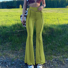 Vintage Y2K Bell-Bottom Trousers Joggers Harajuku Flare Pants Slim High Waist E Girl Aesthetic Female 90S Sweatpants