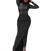 Spring Deep O-neck Mesh Stitching Bodycon Dress