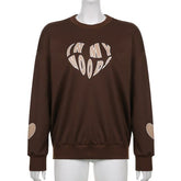Oversized Hoodie Letter Heart Printed Fashion Sweatshirt Crewneck Long Sleeve Casual Pullovers Autumn Pullovers