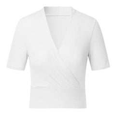 Womens Summer Casual Solid Deep V Neck Blouse Tops