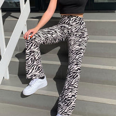 Fashionable Painted Pattern Jeans Pocket High Waist Casual Straight Leg Pants Personalized Pants