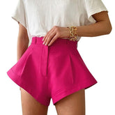 High Waist Wide Leg Shorts Solid Hot Shorts Summer Fashion Chic High Cut Flare Shorts