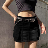 Uniform Pleated Waist High Corduroy Zipper Girls Skirt Mini Fashion Skirt