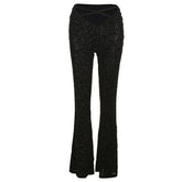 Cut-Out High Waist Flare Pants Slim Fit Femme Strechy Trousers Long Wide Leg Pants Casual Streetwear