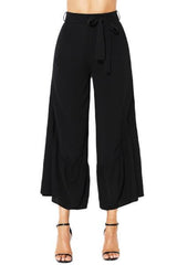 High Waist Side Ruffle Wide Leg Palazzo Pants