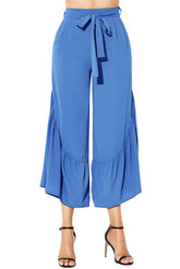 High Waist Side Ruffle Wide Leg Palazzo Pants