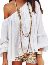 Stylish Long Sleeve Off-The-Shoulder Solid Color Blouse