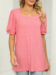 Blouse Solid / Plain Color Basic Square Neck Puff Sleeve Regular Summer Black White Pink Purple Green for Women