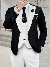 Black Beige Burgundy Men's Wedding Suits 3 Piece Solid Colored Tailored Fit Single Breasted One-button