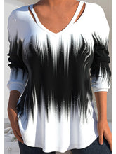 Blouse Black Graphic Long Sleeve Daily Vacation Casual Crew Neck Plus Size L for Women