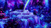 Blacklight Tapestry UV Reactive Trippy Wonderland Misty Forest Nature Landscape Wall Hanging for Living Room