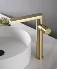 Black Basin Sink Mixer Faucet Brass, Tall Bathroom Taps Single Handle One Hole with Hot and Cold Hose Vessel Water Tap Deck Mounted