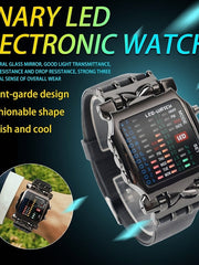 Boys Mens Fashion Binary LED Digital Wristwatch Date Square Dial Casual Plastic Strap Bracelet Watch lovely Style