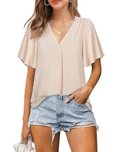 Blouse Chiffon Solid / Plain Color Basic V Neck Flare Cuff Sleeve Summer Light Blue Black White Pink Navy Blue for Women