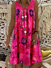 Floral Floral Printed Sleeveless Lace Shift Dresses