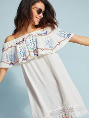 Lace Off-the-shoulder Beach Cover-Ups