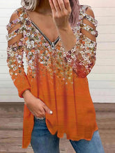 Blouse Cut Out Butterfly Regular Spring & Fall Black And White Black Blue Purple Orange for Women