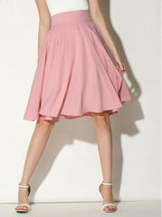 High Waist Pleated A Line Skater Skirt