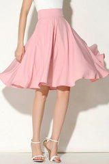 High Waist Pleated A Line Skater Skirt