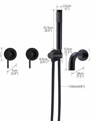 Bathtub Faucet,Brass Painted Finishes Black Split Bathtub Faucet with Hand-held Water Outlet and Wall Entry