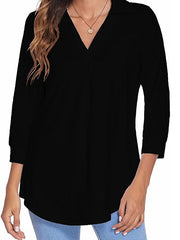 Blouse T shirt Basic Plain Daily V Neck Regular Spring & Fall Green Blue White Black Dark Red for Women