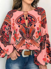 Blouse Print Flower / Floral Modern Round Neck Standard Spring, Fall, Winter, Summer Blue Pink Yellow White for Women