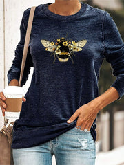 bees print o-neck casual t-shirt for Women