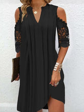 Black Dress Summer Dress Mini Dress Lace Cold Shoulder Daily Fashion V Neck Half Sleeve Regular Fit Black Color S M L XL 2XL Size for Women