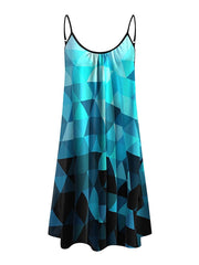 Beach Dress Beach Wear Mini Dress Print Fashion Modern Geometric Spaghetti Strap Sleeveless Loose Fit Outdoor Daily Black And White Black Summer Spring S M L XL for Women