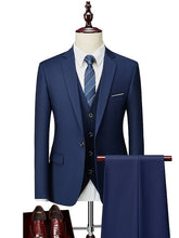 Black White Champagne Men's Wedding Party / Evening Suits 3 Piece Solid Colored Standard Fit Single Breasted One-button