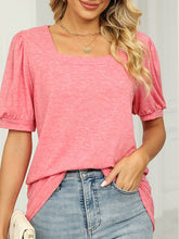 Blouse Solid / Plain Color Basic Square Neck Puff Sleeve Regular Summer Black White Pink Purple Green for Women