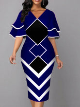 Bodycon Sheath Dress Modern Dress Midi Dress Yellow Wine Royal Blue Half Sleeve Print Ruffle Summer Spring V Neck Stylish S M L XL XXL 3XL 4XL 5XL for Women