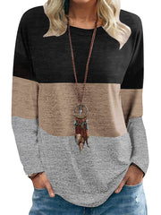 Blouse Turtleneck Knitted Sweater Long Sleeves Stripe Color Block Patchwork Loose Ribbed Pullover Jumper Tops Round Neck Regular Spring & Fall Blue Blushing Pink Grey Green Beige for Women