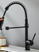 Black Kitchen Sink Mixer Faucet Pull Down, 360° Swivel Spring Vessel Taps with 2 Modes, Single Handle Hole Spring Brass Kitchen Faucets