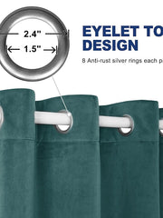 Blackout Curtain Drapes Velvet Farmhouse Grommet/Eyelet Curtain Panels For Living Room Bedroom Door Kitchen Window Treatments Thermal Insulated Room Darkening