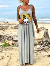 Gray Casual Sleeveless Spaghetti Dresses