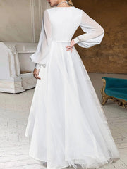 Bridal Shower Little White Dresses Casual Wedding Dresses A-Line V Neck Long Sleeve Asymmetrical Chiffon Bridal Gowns With Solid Color 2023 Summer Wedding Party, Women's Clothing