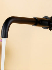 Bathroom Faucet Single Handle Matte Black Wall Installation One Hole Standard Spout Zinc Alloy Bathroom Faucet with Cold Water Only