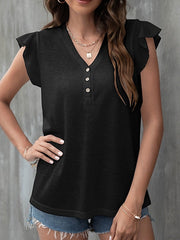 Blouse Pure Color Solid / Plain Color Basic V Neck Bell Sleeves Summer Black White Light Purple for Women