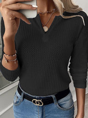Blouse Undershirt Bottoming Shirt Black White Blue Solid Color Plain Long Sleeve Casual Basic V Neck Regular S for Women