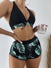 Bikinis Ruffle Print Shorts Swimsuit Bikini Set for Women