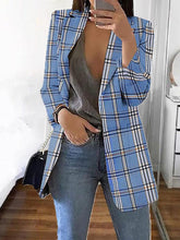 Blazers Check Print Lapel Slim-Fit Blazer for Women